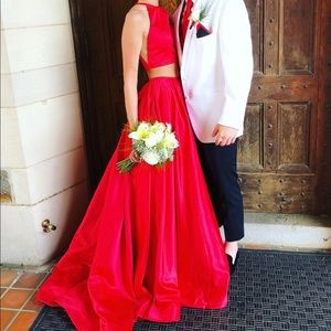Red Sherri Hill Two Piece Dress